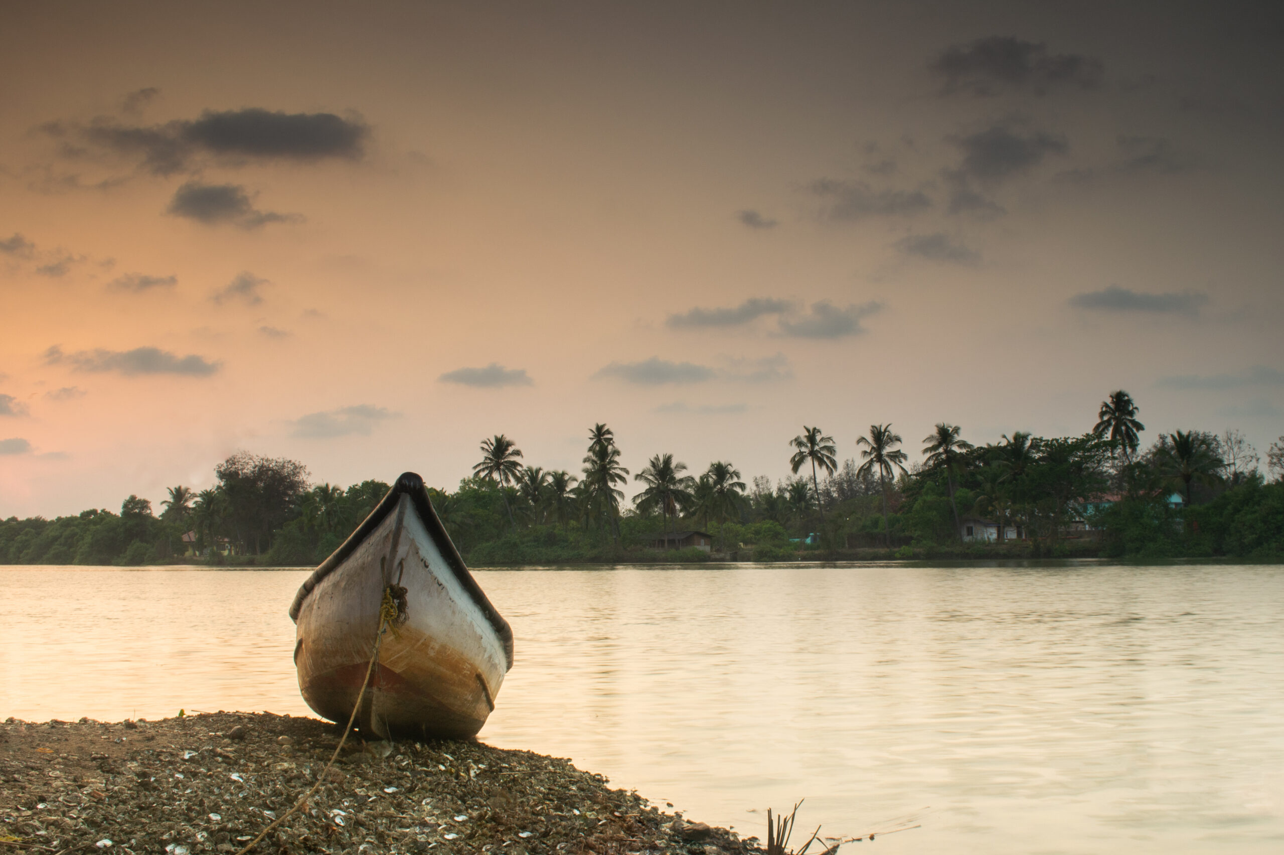 A beautiful sunset in the fishing village of Betul in Goa, India